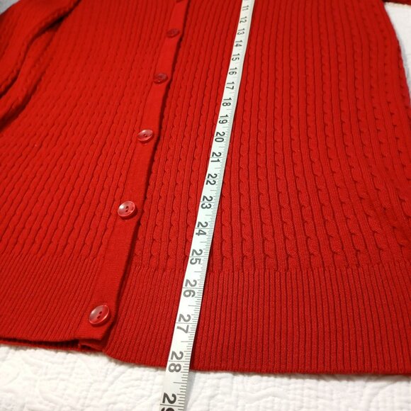 Jeanne Pierre Cardigan Sweater Red Ribbed Knit Button-Front Women XL 100% Cotton - Picture 8 of 8
